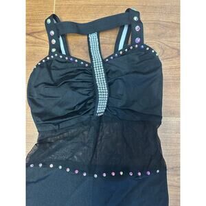 Dance Costume Small Adult Black Kelle Jazz Contemporary Tap Jumpsuit Rhinestones